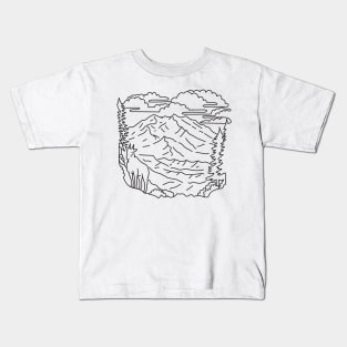 Mountain Goat in Denali National Park and Preserve Alaska USA Mono Line Art Kids T-Shirt